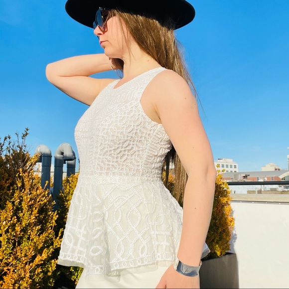 Catherine Malandrino Bodycon Dresses Peplum Sheer Sleeveless Eyelash Patchwork - Picture 12 of 15